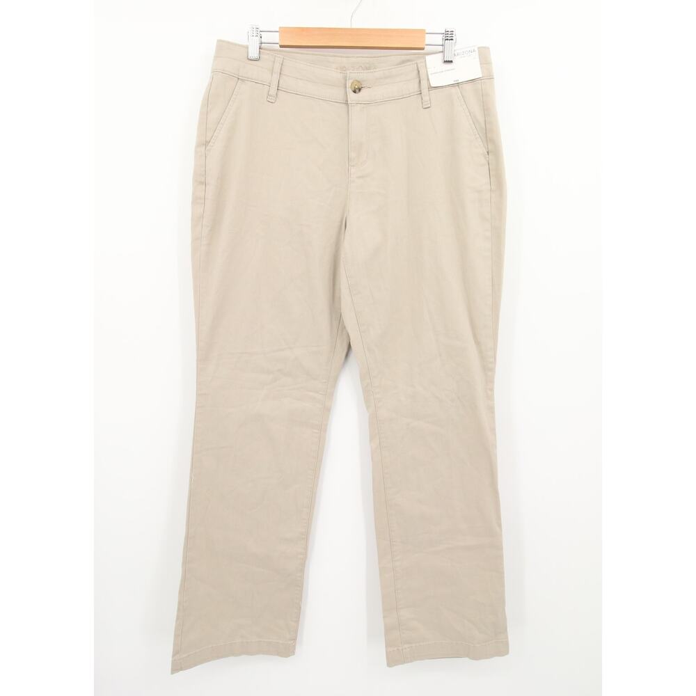 Arizona Jean Co Pants Khaki Beige Straight Leg Relaxed Fit Schoolgirl Juniors 14